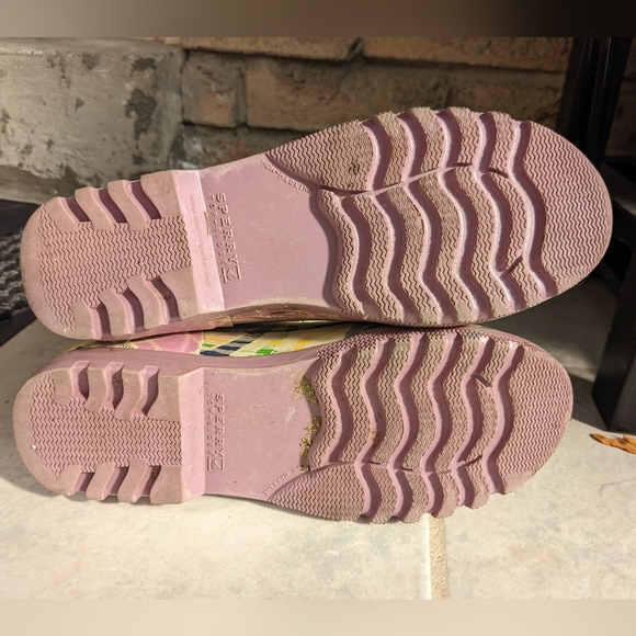Sperry rubber rain boots US 7 pink and yellow plaid - Picture 4 of 5